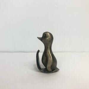 hudson pewter clumsy penguin on skis 2 1/4 inch bent skis silver tone